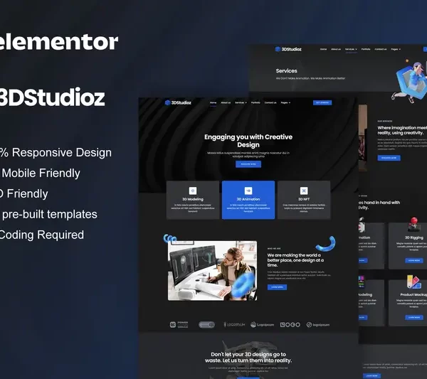 Mua 3dstudioz - 3D Design & Animation Studio Elementor Template Kit giá rẻ