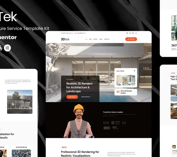 Tải 3DTek - 3D Render Service for Architecture & Landscape Elementor Kit mới nhất