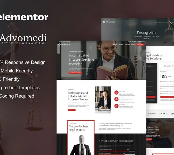 Tải Advomedi - Attorney & Law Firm Elementor Template Kit mới nhất