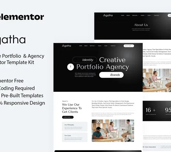 mua Agatha - Creative Portfolio & Agency Elementor Template Kit giá rẻ