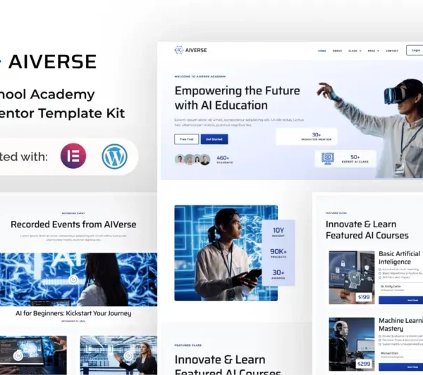 Tải AIVerse - AI School Academy Elementor Template Kit mới nhất
