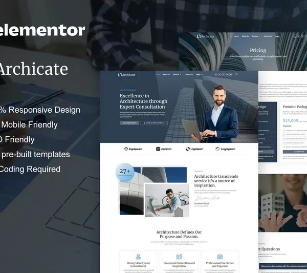 Mua Archicate - Architecture & Construction Consultant Elementor Pro Template Kit giá rẻ