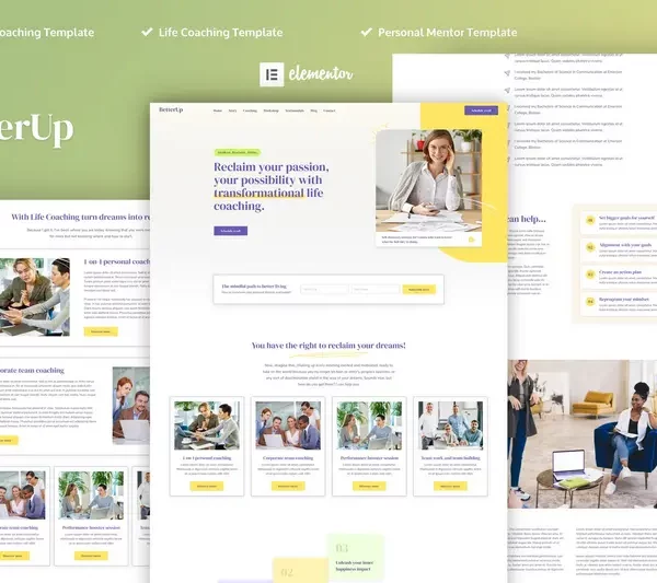 Tải BetterUp - Business Coaching & Mentor Elementor Pro Template Kit mới nhất