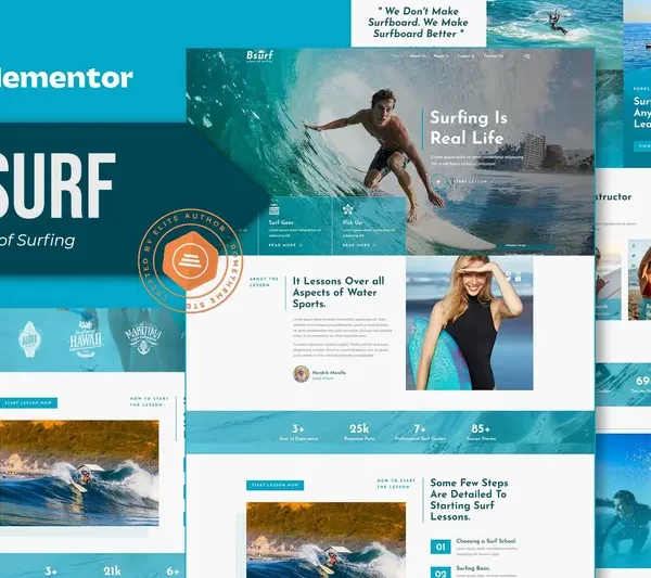 Tải Bsurf - Surfing School Elementor Template Kit mới nhất