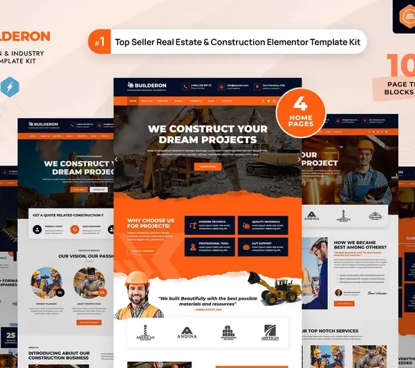 mua Builderon – Construction And Industry Elementor Template Kit