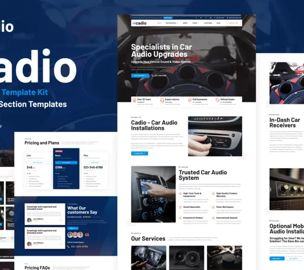 Tải Cadio - Car Audio Workshop Elementor Template Kit mới nhất