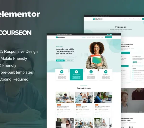 Tải CourseOn - Online Course & Education Elementor Pro Template Kit mới nhất
