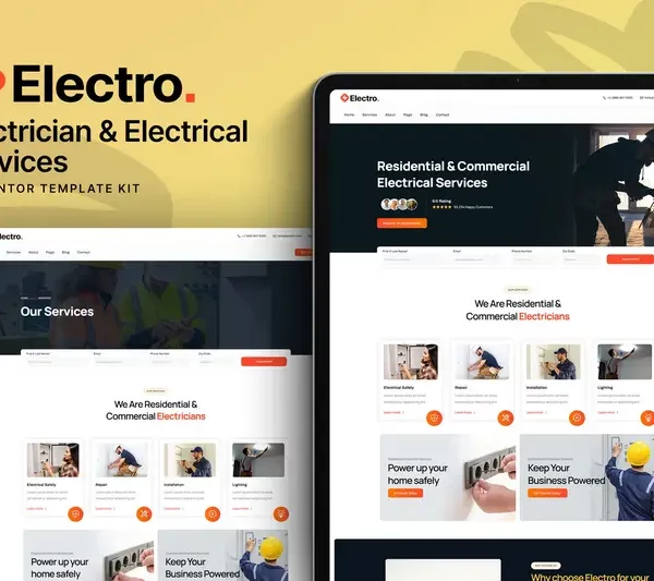 Mua Electro - Electrician & Electrical Services Elementor Template Kit giá rẻ