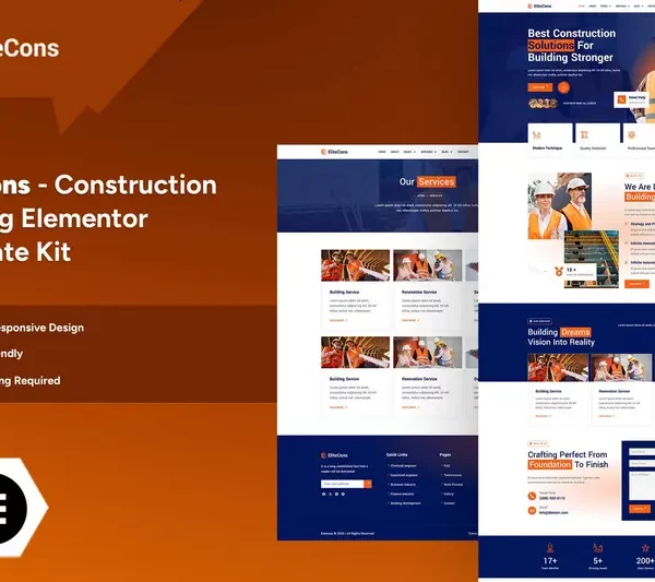 Mua Elitecons - Construction Building Elementor Pro Template Kit giá rẻ