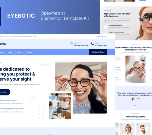 Tải EyeBotic - Optometrist Elementor Pro Template Kit mới nhất