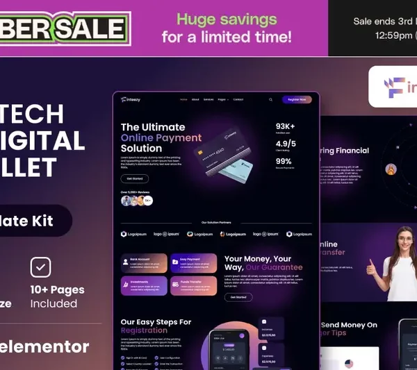 Tải Finteezy - Fintech Startup & Digital Wallet Elementor Template Kit mới nhất