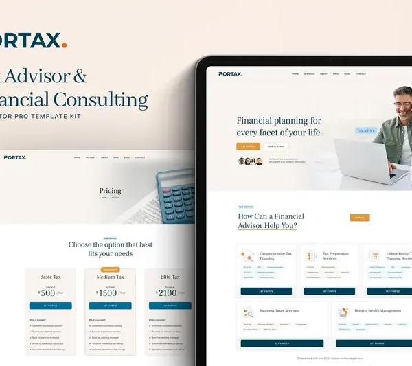 Tải Fortax - Tax Advisor & Financial Consulting Elementor Template Kit mới nhất