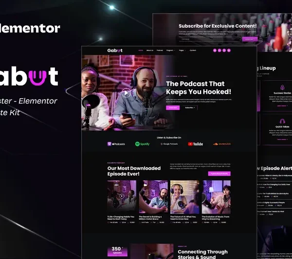 Tải Gabut - Podcaster Elementor Template Kit mới nhất