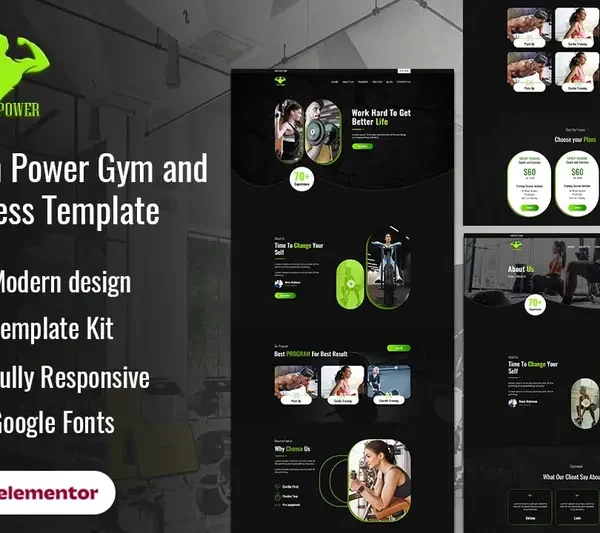 Tải GAIN POWER - Gym & Fitness Elementor Template Kit mới nhất