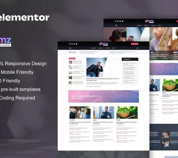Mua Glamz - News & Magazine Elementor Template Kit giá rẻ