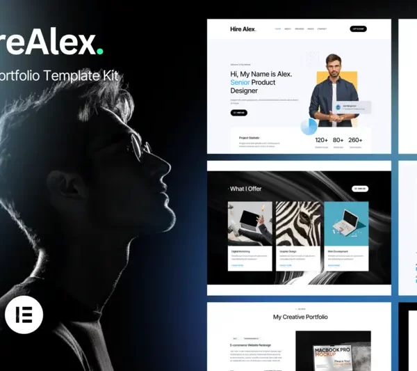 Tải HireAlex - CV & Portfolio Elementor Template Kit mới nhất
