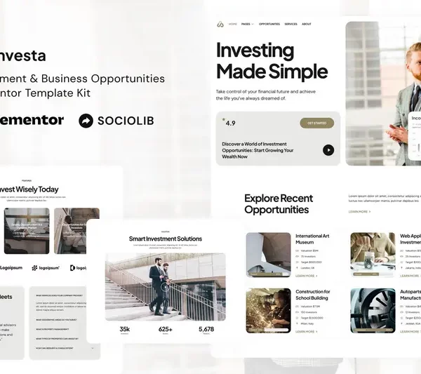 Tải Investa - Investment & Business Opportunities Elementor Template Kit mới nhất