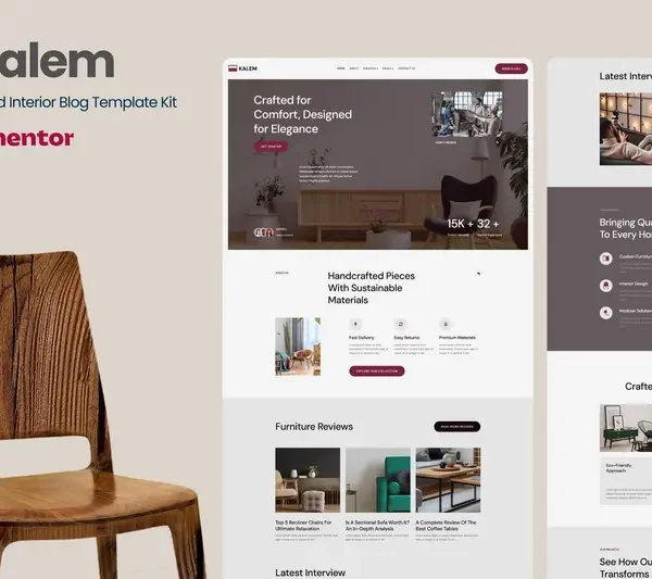 Tải Kalem - Furniture & Interior Design Blog Elementor Template Kit mới nhất