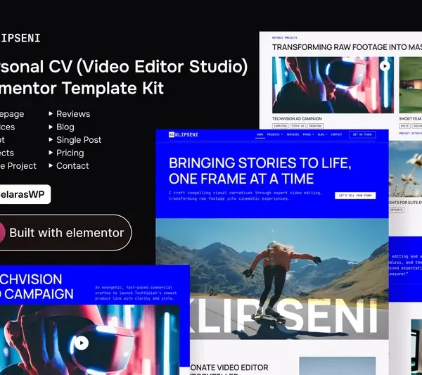 Tải KlipSeni - Personal CV Video Editor Elementor Template Kit mới nhất