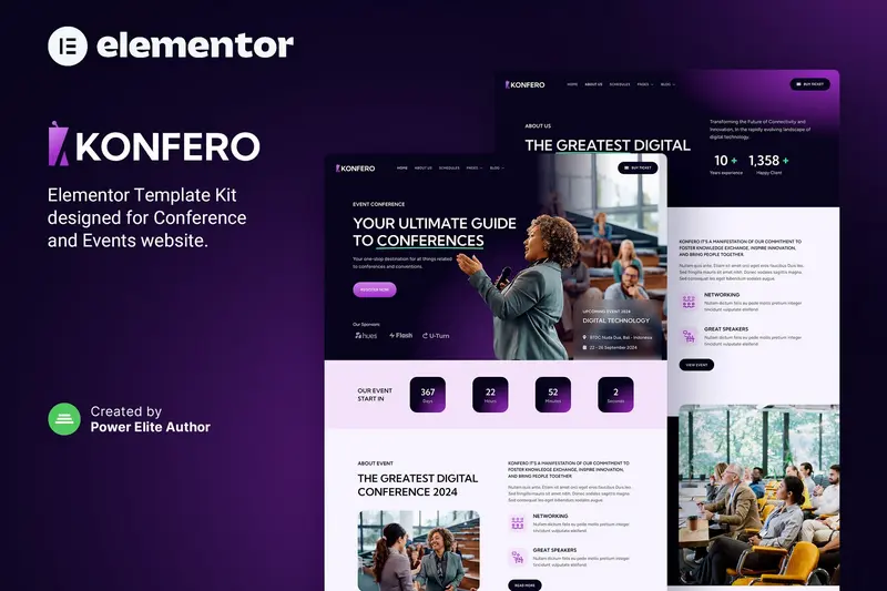 konfero-conference-event-elementor-template-kit mua Konfero – Conference & Event Elementor Template Kit