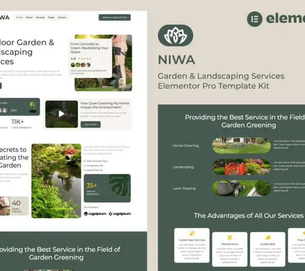 Tải Niwa - Garden & Landscaping Services Elementor Pro Template Kit mới nhất