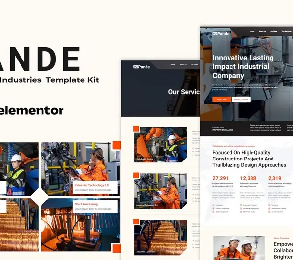 Tải Pande - Factory & Industrial Elementor Template Kit mới nhất