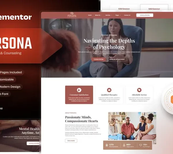 Persona - Psychology & Counseling Elementor Template Kit