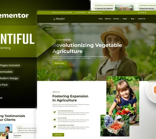 Mua Plentiful - Agriculture Farming Elementor Template Kit giá rẻ