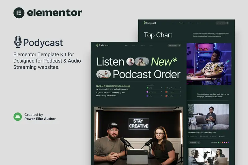 Tải Podycast – Podcast & Audio Streaming Elementor Template Kit mới nhất