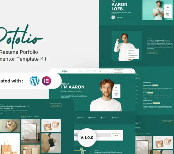 Tải Potolio - CV Resume Porfolio Elementor Template Kit mới nhất