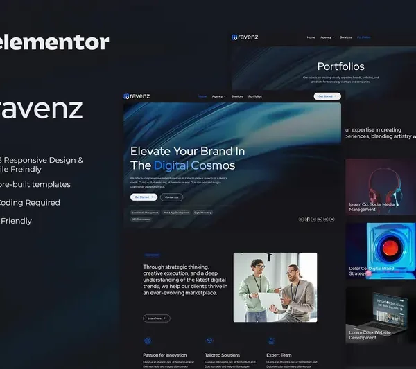 Tải Ravenz - Creative Digital Agency Elementor Template Kit mới nhất