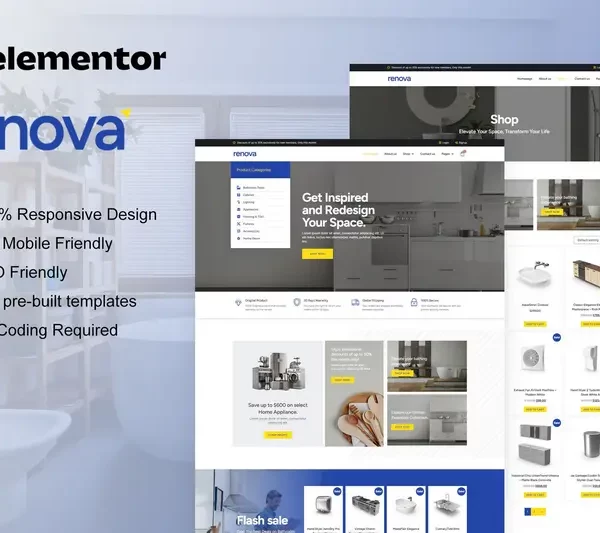 Tải Renova - Kitchen Bathroom & Renovation Supplies Store Elementor Pro Template Kit mới nhất