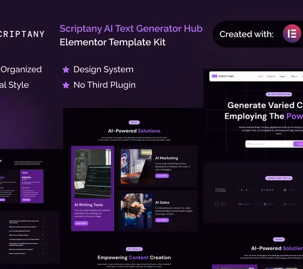 Scriptany - AI Text Generator Hub Elementor Pro Template Kit