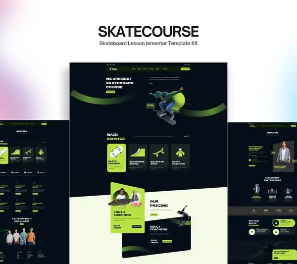 Skatecourse - Skateboard Lesson Elementor Kit