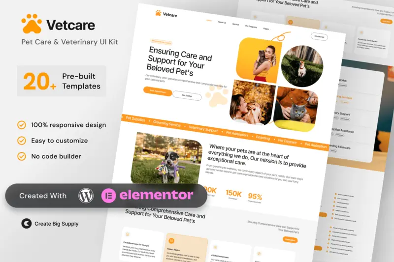 vetcare-pet-care-veterinary-elementor-template-kit-for-animal-clinics Mua VetCare - Pet Care & Veterinary Elementor Template Kit for Animal Clinics giá rẻ