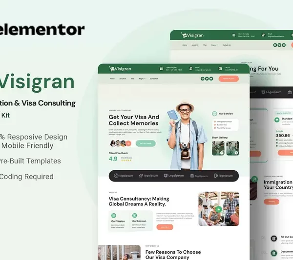 Tải Visigran - Immigration & Visa Consulting Elementor Template Kit mới nhất