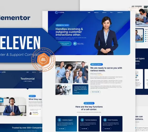 Tải Zeeleven - Call Center & Support Company Elementor Template Kit mới nhất