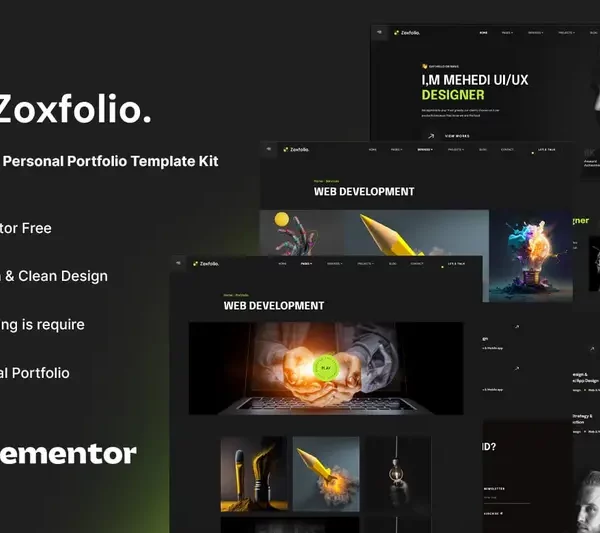 Tải Zoxfolio - Personal Portfolio Elementor Template Kit mới nhất
