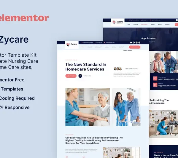Mua Zycare – In-home Care & Private Nursing Agency Elementor Template Kit giá rẻ