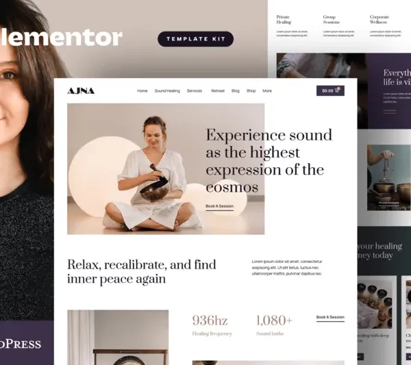 Mua Ajna - Sound Healing & Music Therapy Elementor Pro Template Kit giá rẻ
