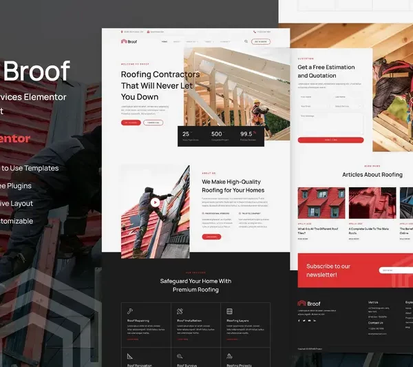 Mua Broof - Roofing Services Elementor Template Kit giá rẻ