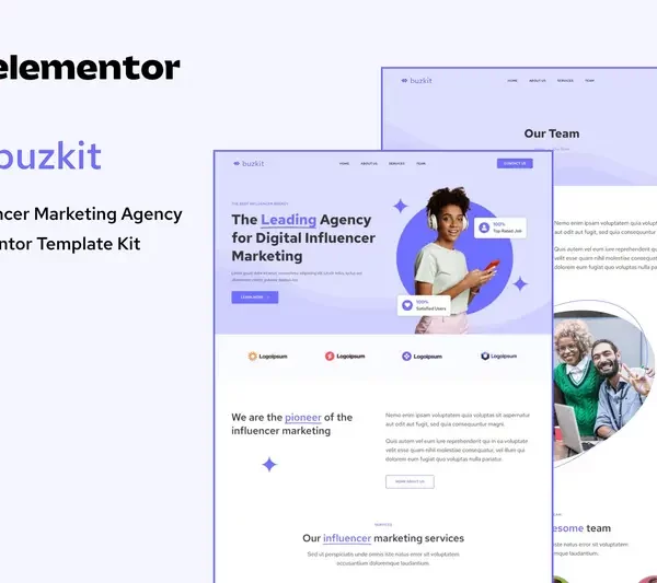 Mua Buzkit - Influencer Marketing Agency Elementor Template Kit giá rẻ