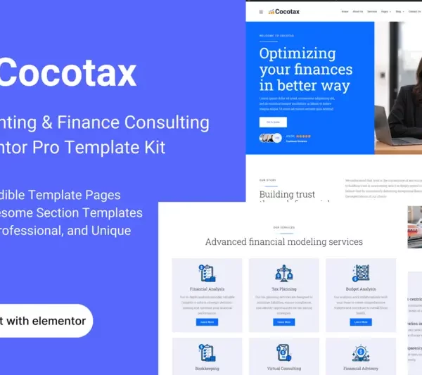 Mua Cocotax - Accounting & Finance Consulting Elementor Pro Template Kit giá rẻ