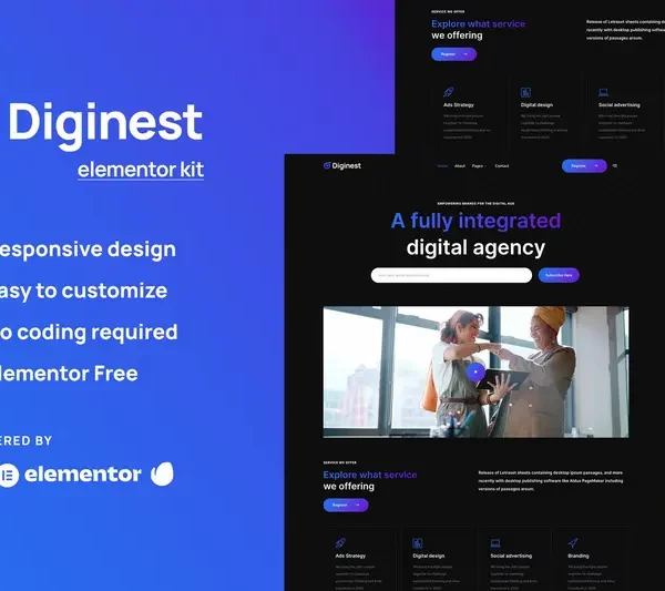 Mua Diginest - Digital Agency Services Elementor Template Kit giá rẻ