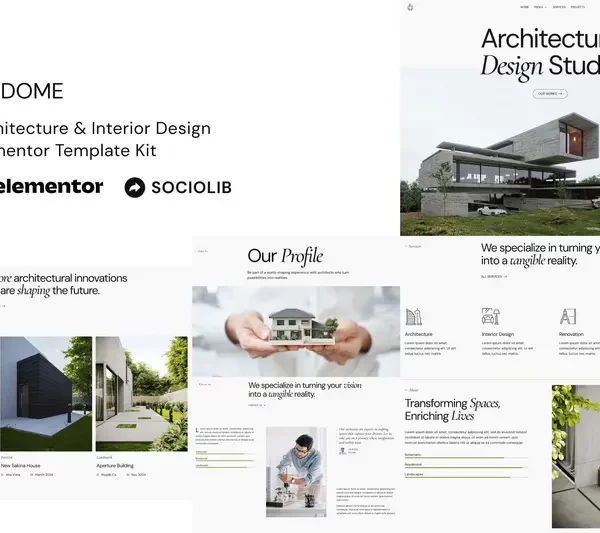 Mua Dome - Architecture & Interior Design Elementor Template Kit giá rẻ