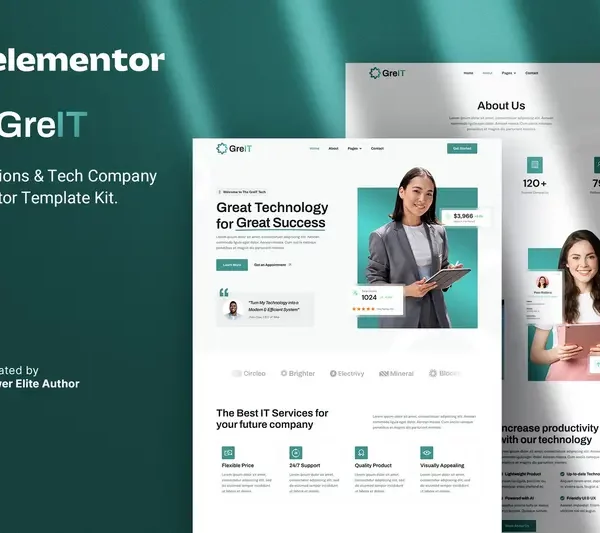 Mua GreIT – IT Solutions & Tech Company Elementor Template Kit giá rẻ