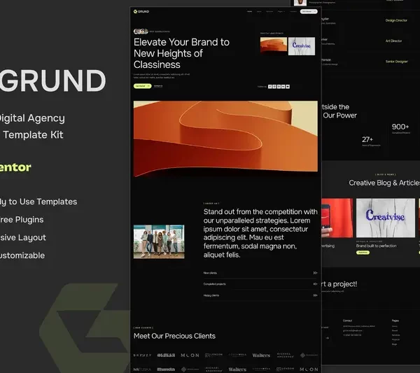 Mua Grund - Creative Digital Agency Elementor Template Kit giá rẻ