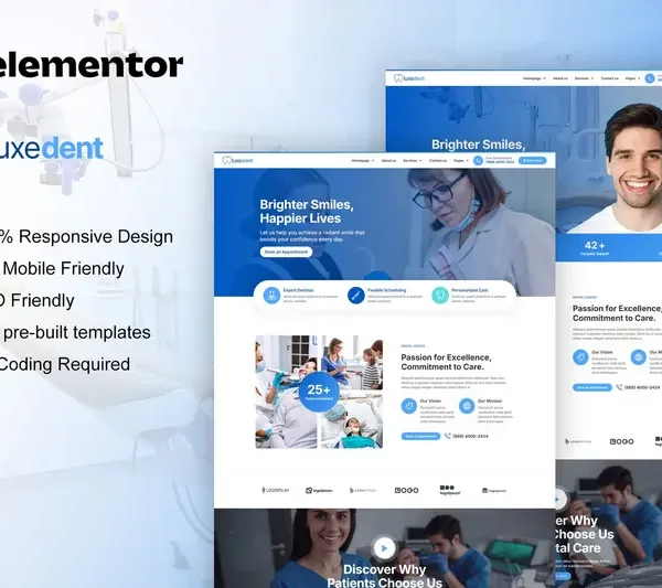 Mua LuxeDent - Dentist & Dental Care Elementor Pro Template Kit giá rẻ
