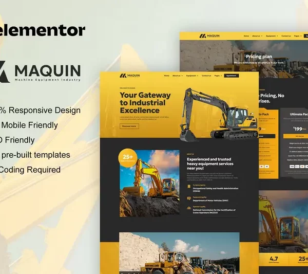 Mua Maquin - Construction Equipment Rentals Elementor Pro Template Kit giá rẻ