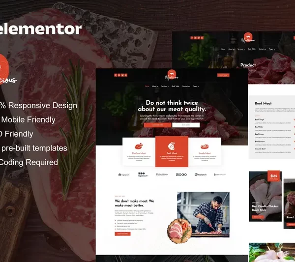 Mua Meatlicious - Meat Shop & Butcher Elementor Template Kit giá rẻ